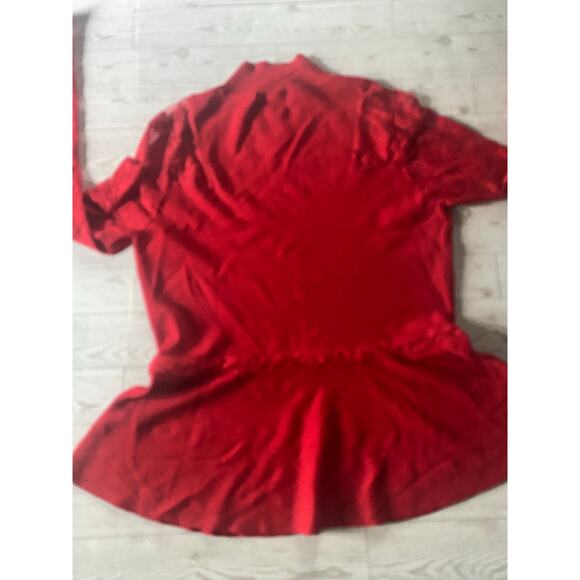 INC International Concepts Red Lace Sleeve Peplum Sweater Top Women’s XL - Picture 6 of 7